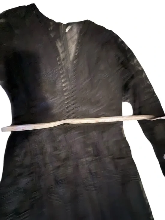 Lace Maxi Dress with Black Floral Embroidery. Size M. Black - Picture 7 of 11